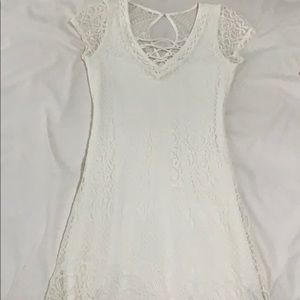 Hollister Short Sleeve White Lace Dress- size XS